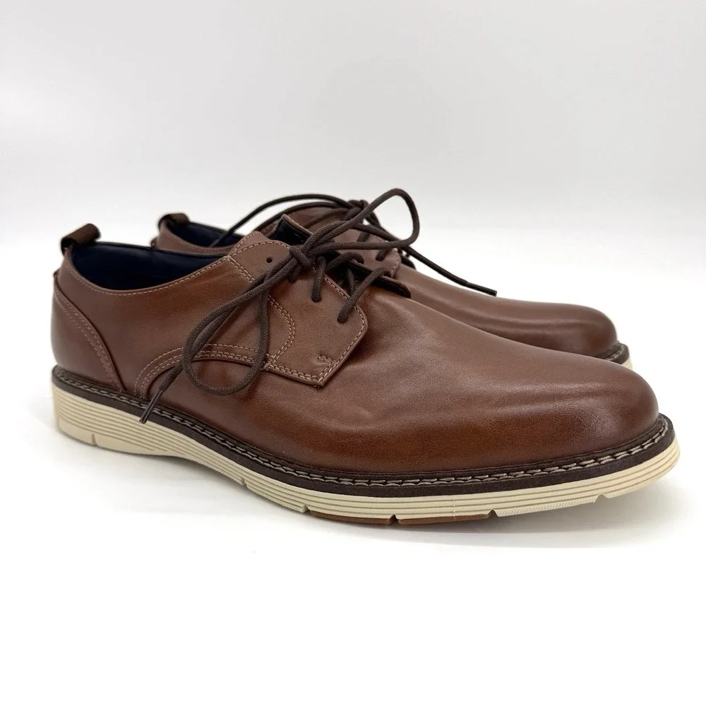 NEW Dockers Edwin Oxford Shoes Mens 12 Brown‎ Lace Up Comfort Sole New With Box